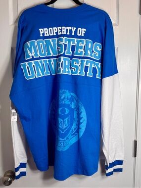 NWT Disney Parks Monsters University Spirit Jersey Blue & White Adult XXL